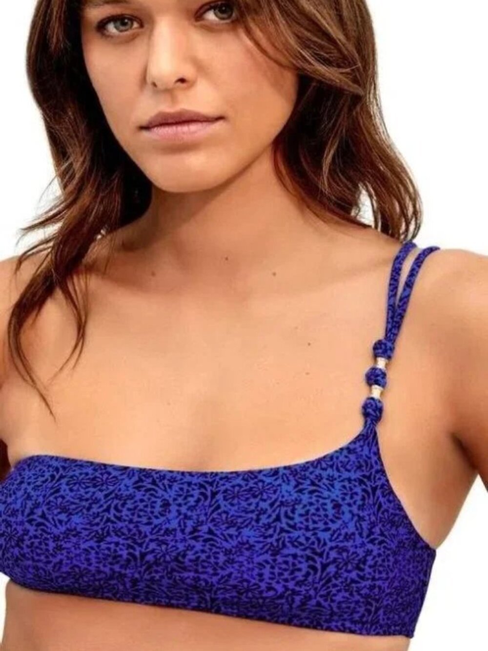 NWOT ViX Swimwear Blue Tita Ana Shaye One Shoulder Bikini Top Medium M